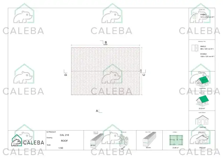 Casa in legno da giardino NICOLE 24 m², pianta copertura