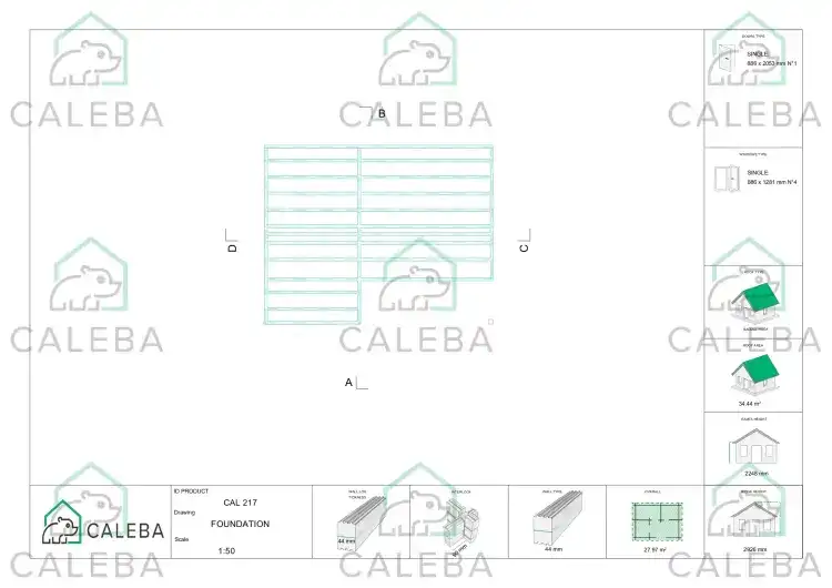 Casetta in legno ZOE 28 m², piano fondazione