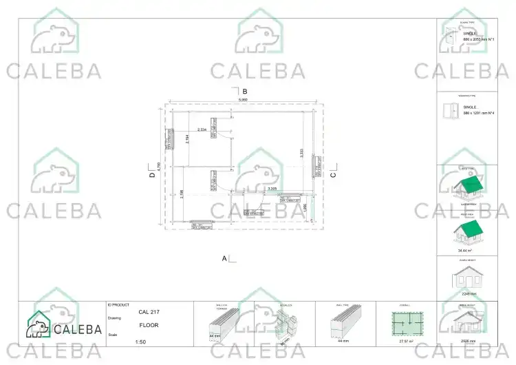 Casetta in legno ZOE 28 m², planimetria