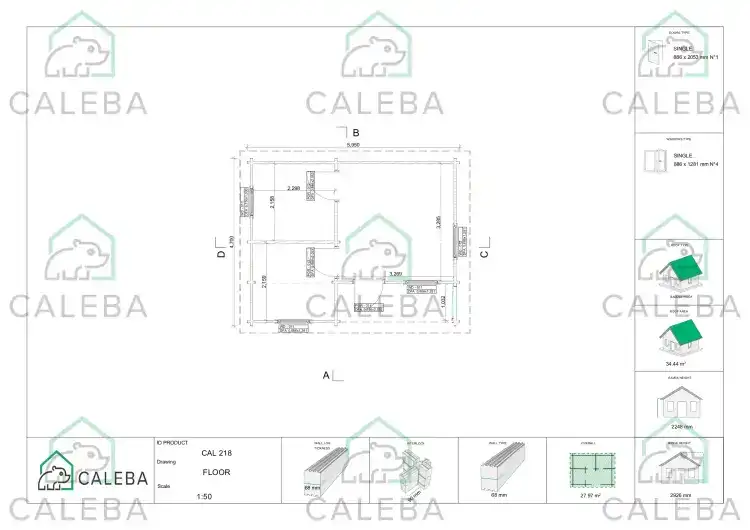 Casa in legno da giardino ZOE 28 m², planimetria