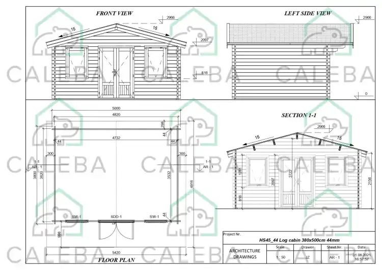Casa in legno da giardino CLARISSA 20 m², planimetria