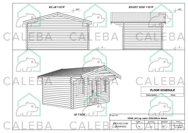 Casetta da giardino KATE 16 m², lati A/B/C/D