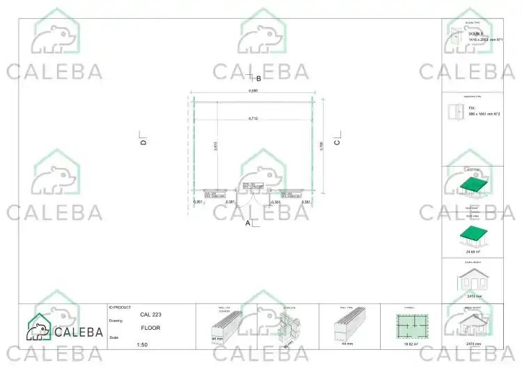 Casetta in legno ILENIA 20 m², planimetria