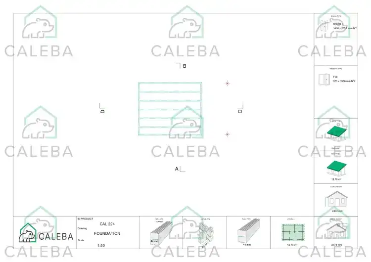 Casetta da giardino GWEN 16 m², piano fondazione