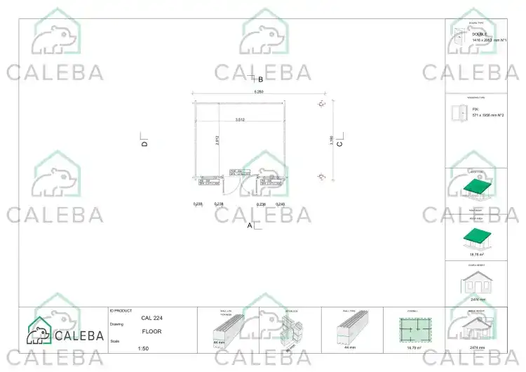 Casetta da giardino GWEN 16 m², planimetria