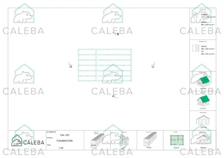 Casetta in legno SARA 15 m², piano fondazione