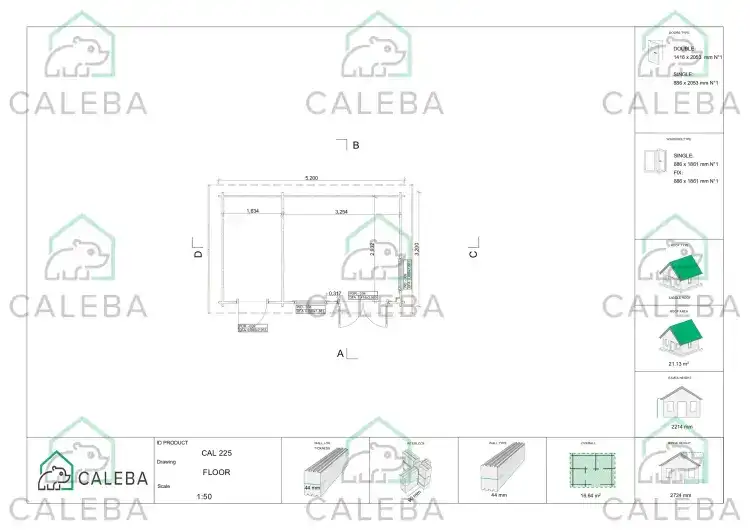 Casetta in legno SARA 15 m², planimetria