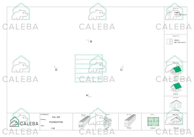 Casa in legno da giardino AMELIA 3x3, piano fondazione