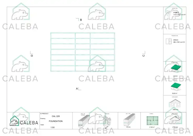 Casetta da giardino HOPE 32 m², piano fondazione