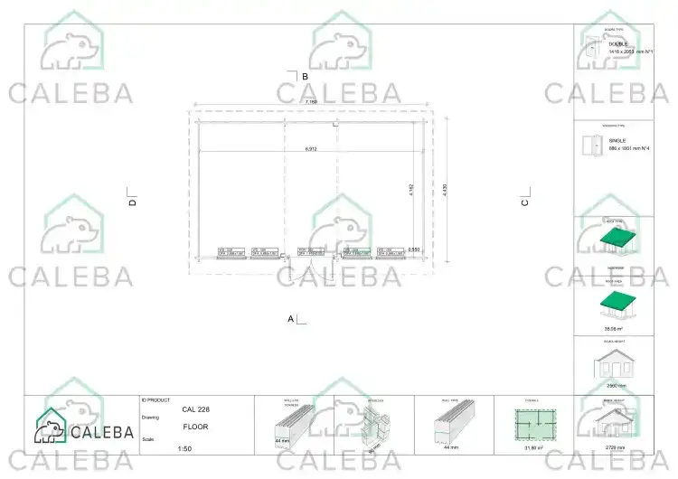 Casetta da giardino HOPE 32 m², planimetria