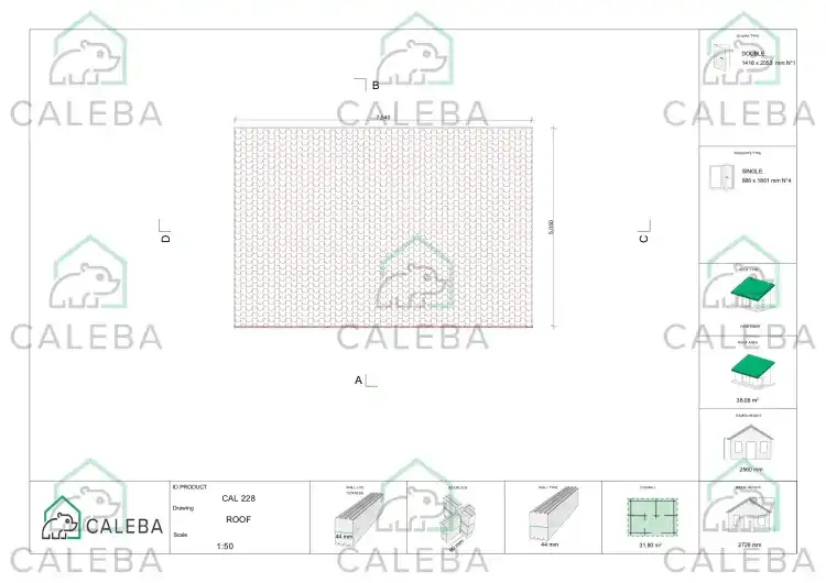 Casetta da giardino HOPE 32 m², pianta copertura