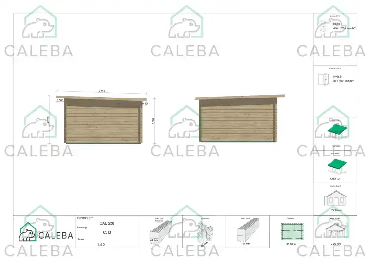 Casetta da giardino HOPE 32 m², lati C/D