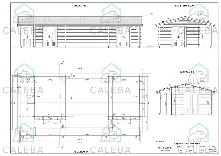 Casa di legno ELEONORA 60 m², planimetria