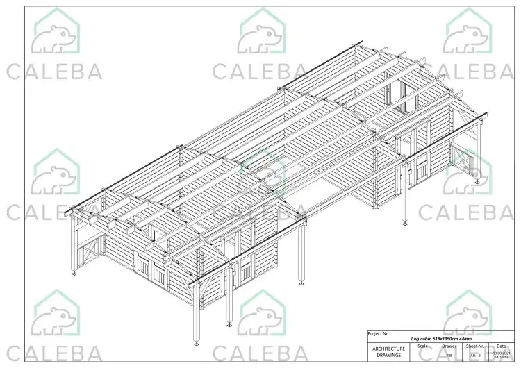 Casa di legno ELEONORA 60 m², pianta copertura