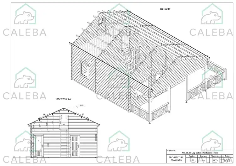 Casa di legno SAMANTHA 65 m², pianta copertura