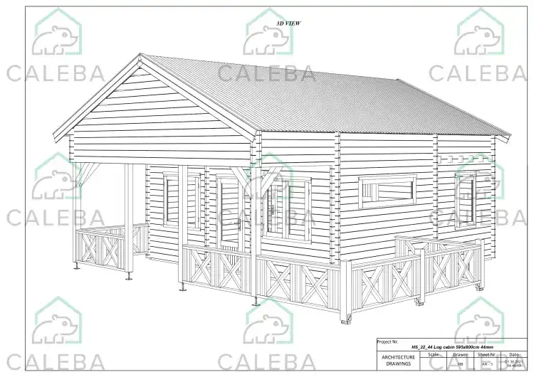 Casa di legno SAMANTHA 65 m², vista frontale