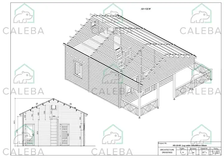 Casa in legno SAMANTHA 65 m², pianta copertura