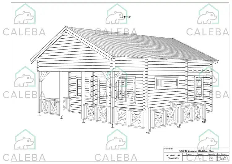 Casa in legno SAMANTHA 65 m², vista frontale