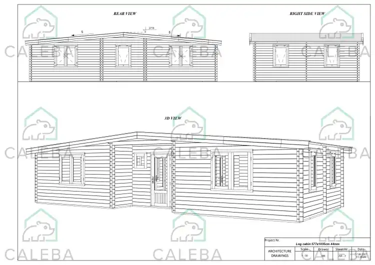Casa in legno ELETTRA 65 m², lati A/B/C/D
