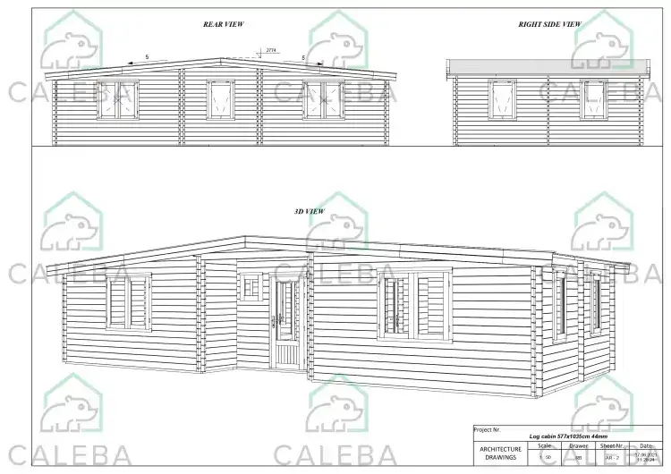 Casa in legno ELETTRA 65 m², lati A/B/C/D