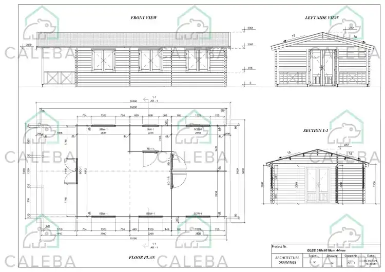 Casa di legno LAVINIA 50 m², planimetria
