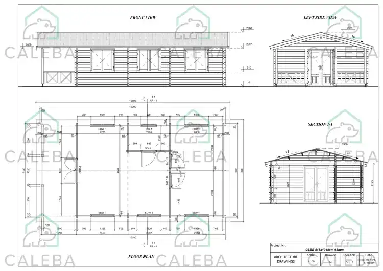 Casa di legno LAVINIA 50 m², planimetria