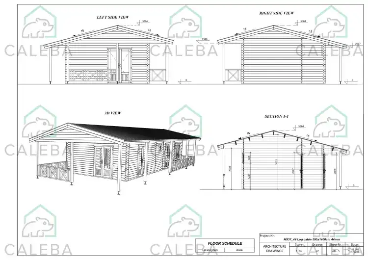 Casa in legno AMANDA 80 m², lati A/B/C/D