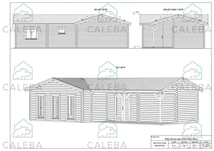Casa di legno VENERE 60 m², lati A/B/C/D