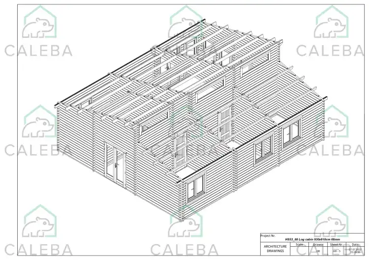 Casa in legno DILETTA 75 m², pianta copertura