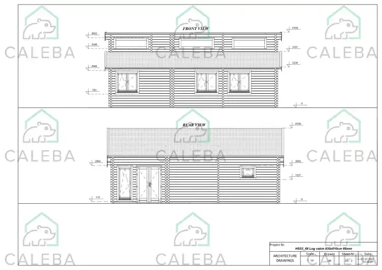 Casa in legno DILETTA 75 m², lati A/B