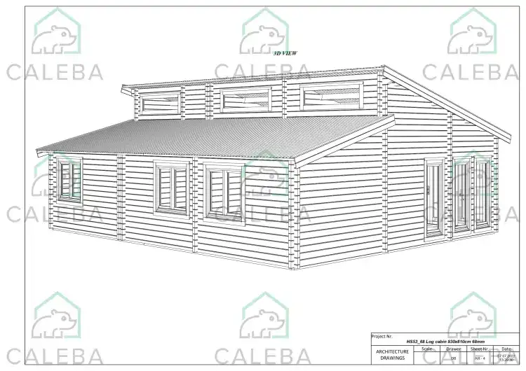 Casa in legno DILETTA 75 m², 3D