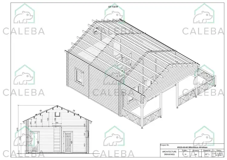 Casa coibentata di legno VANESSA 50 m², pianta copertura