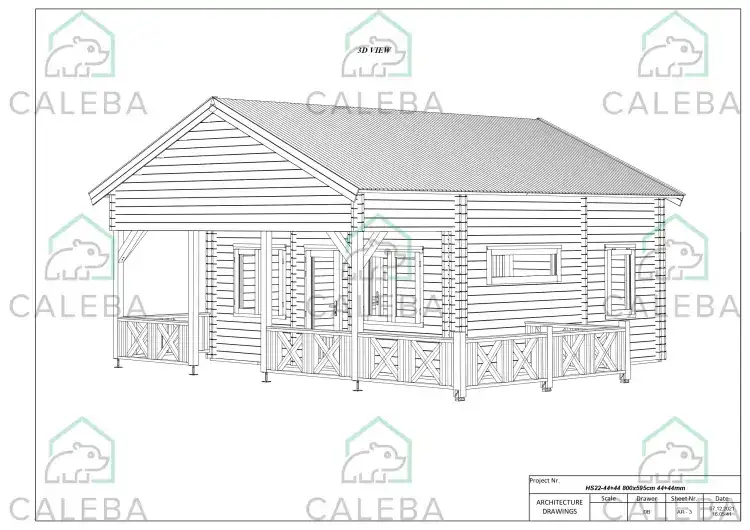 Casa coibentata di legno VANESSA 50 m², 3D
