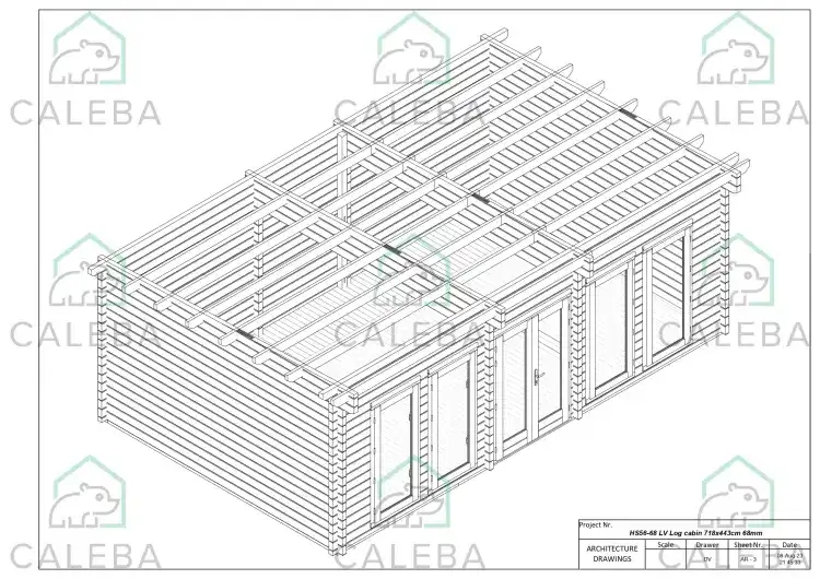 Casa in legno da giardino HOPE 30 m², pianta copertura