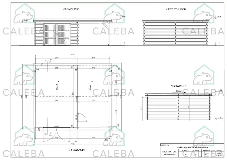 Garage di legno con tettoia 40 m², planimetria