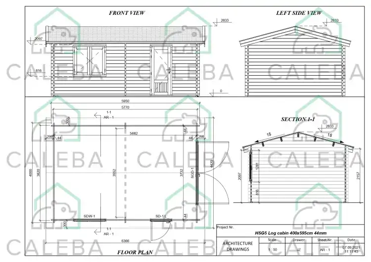 Garage in legno singolo 24 m², planimetria