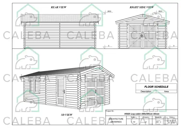 Garage in legno singolo 24 m², lati A/B/C/D
