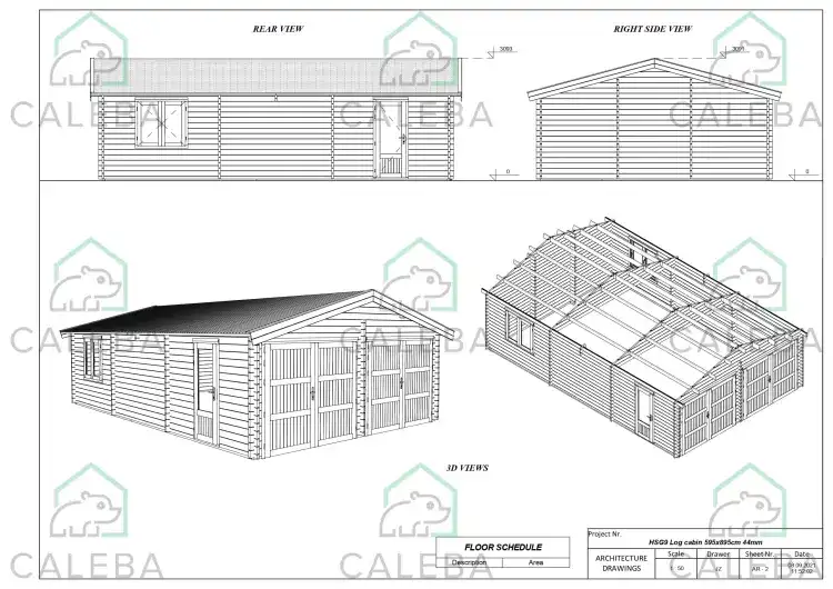Garage doppio in legno 50 m², lati A/B/C/D