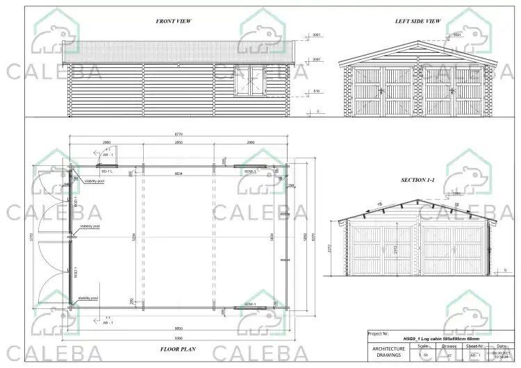 Garage doppio in legno 50 m², planimetria