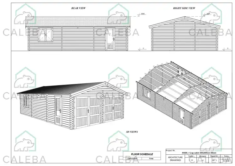 Garage doppio in legno 50 m², lati A/B/C/D