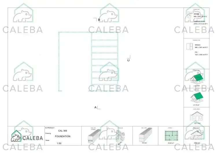 Garage di legno con ripostiglio 35 m², piano fondazione