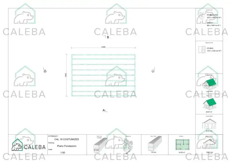 Casetta in legno in pronta consegna 24 m², piano fondazione