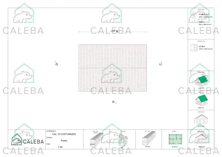 Casetta in legno in pronta consegna 24 m², pianta copertura