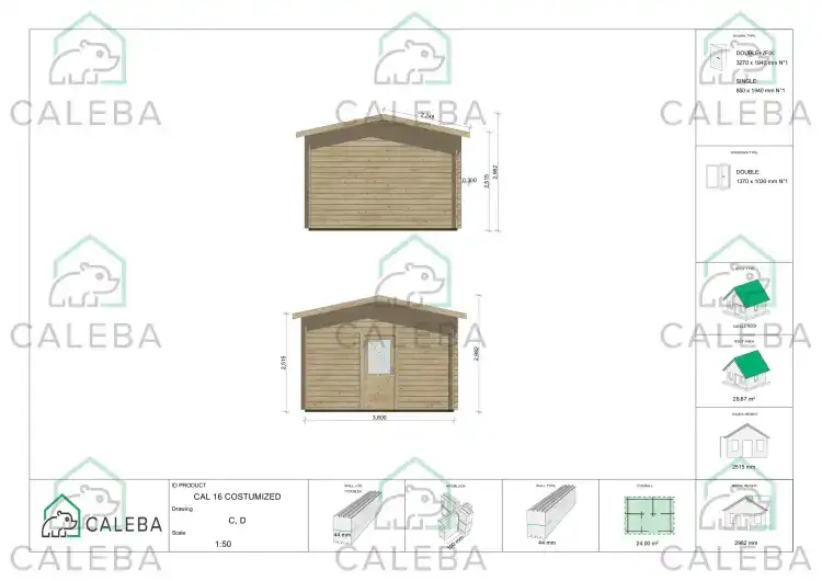 Casetta in legno in pronta consegna 24 m², lati C/D