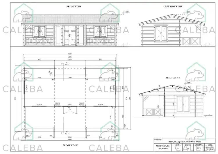 Casa di legno DALILA 55 m², planimetria