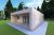 fronte lato_bungalow in legno grigio legno Vision2C con patio