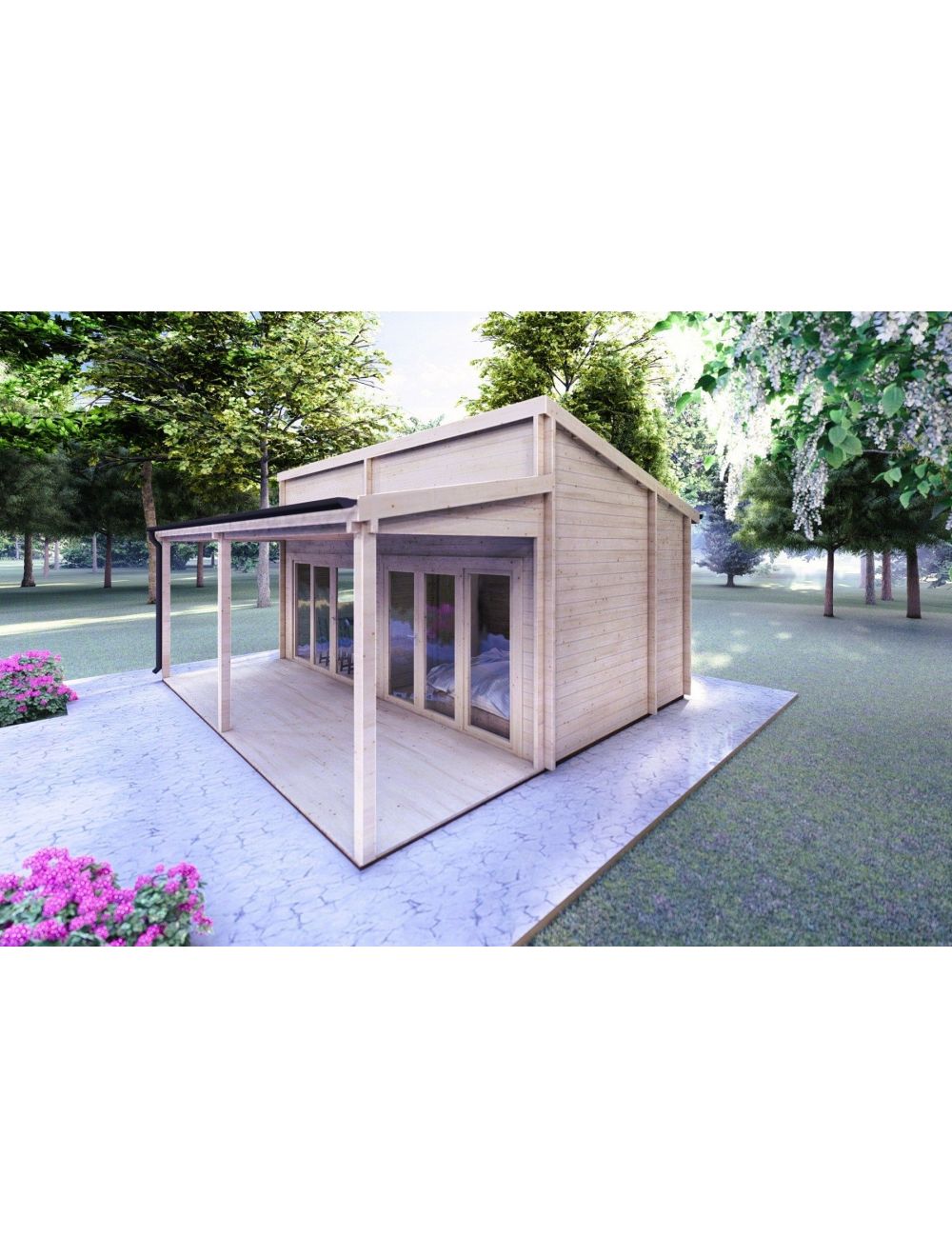 Casa in legno + patio GIANNA 6.5x5.4,...