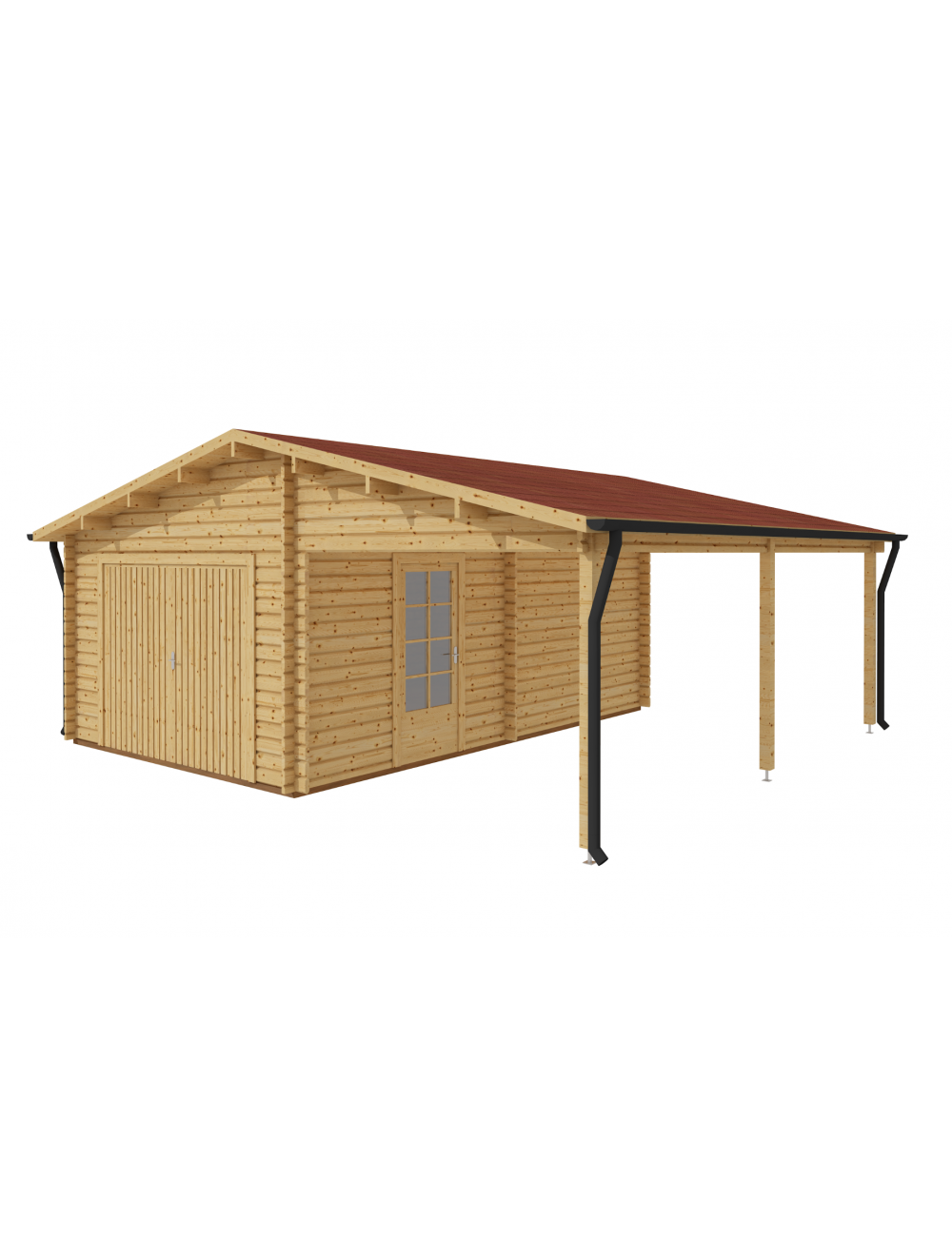 Garage in legno SINGOLO 3x6 con tetto...