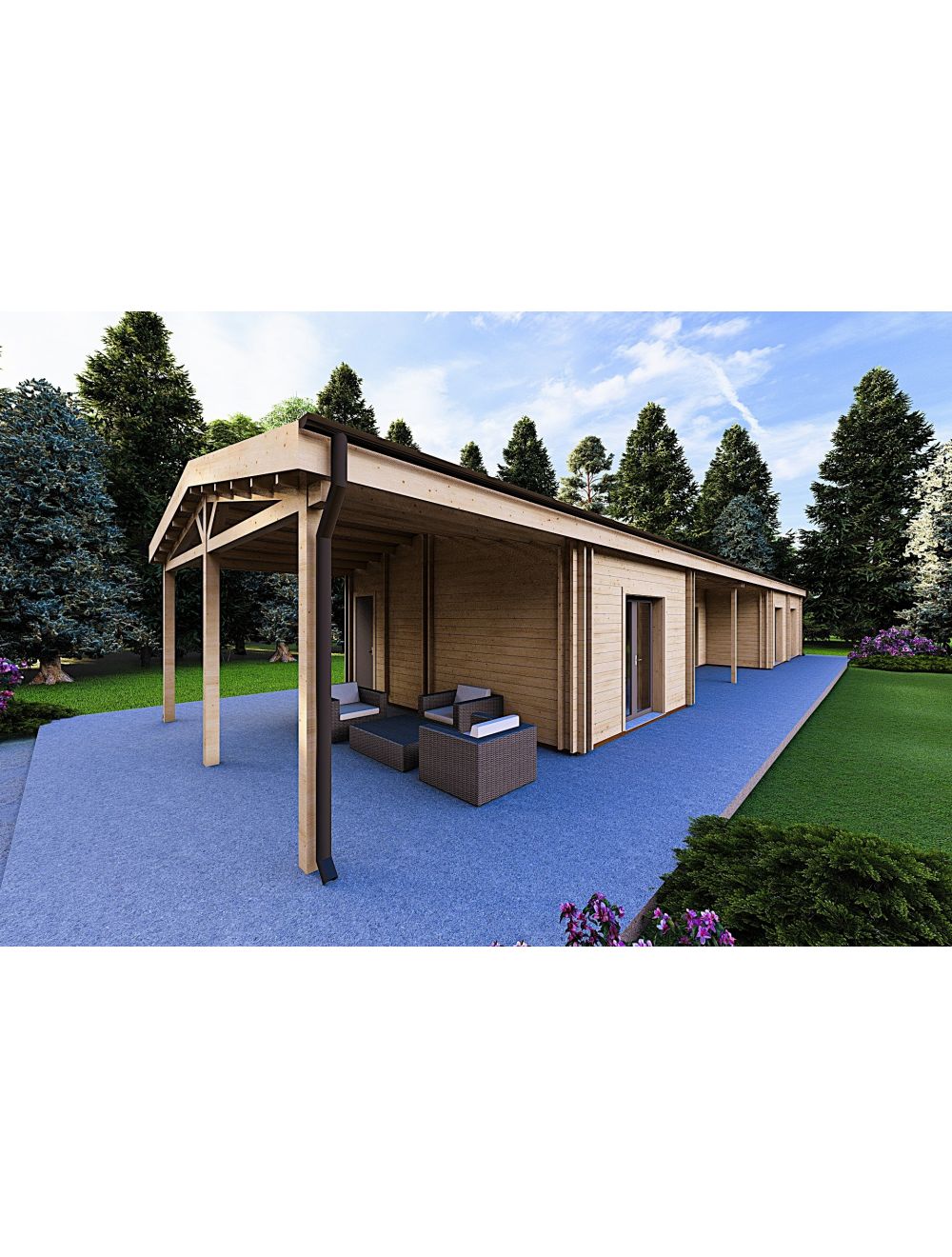 Casa abitabile in legno con tettoia a...