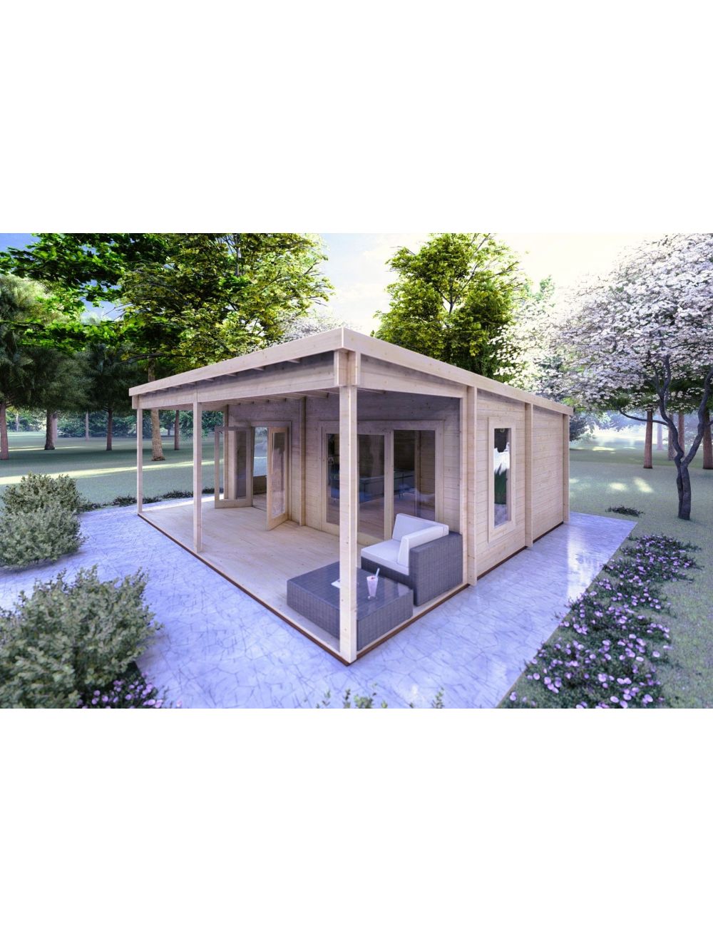 Casa in legno + portico ALICE 7x6.4